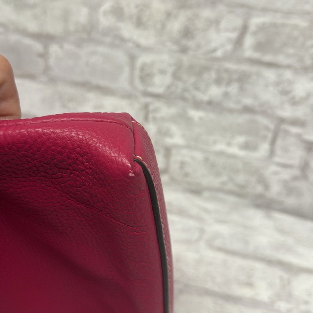 Dooney & Bourke Pebbled Leather Crossbody - Fuchsia with Tan Trim - Picture 12 of 12